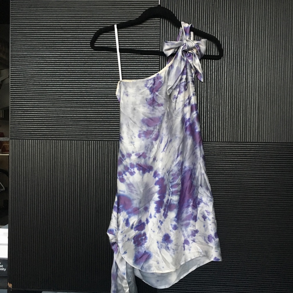 Alexie Tie-Dye One Shoulder 100% Silk Dress